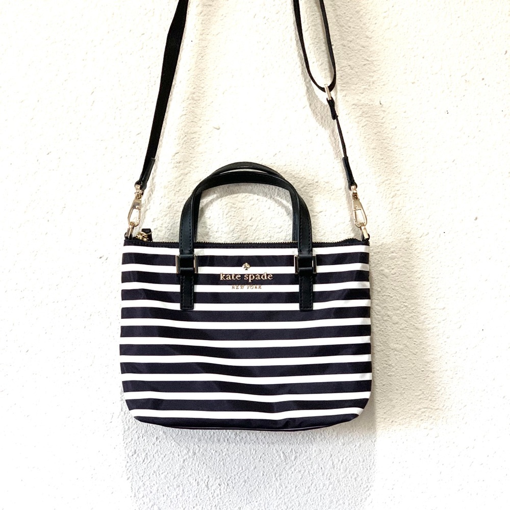 Kate Spade Black & White Stripes Crossbody Bag - Picture 2 of 13